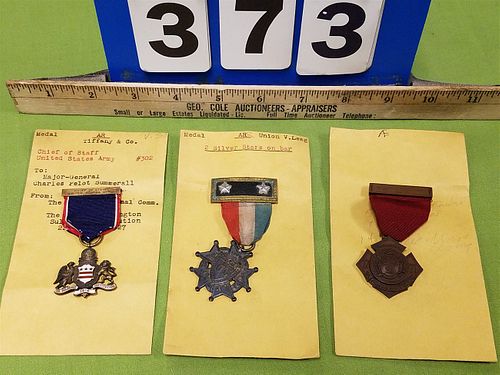 LOT 3 MEDALS- TIFFANY AND CO STERL CHIEF OF STAFF OF US ARMY MAAJOR GENERAL CHARLES SUMM