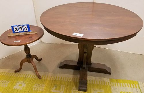PINE 38" PED BASE TABLE W/ SM STAND 18" DIAM X 22"H