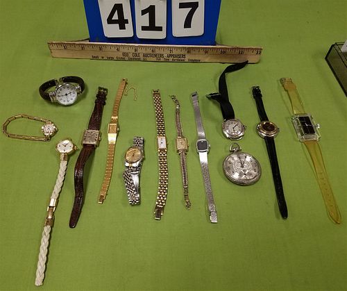 LOT WRIST WATCHES AND 1 POCKET WATCH