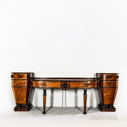 English Regency Mahogany Sideboard with Two Ensuite Pedestals