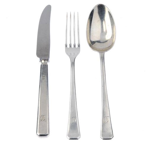 ELKINGTON & CO - a silver composite part canteen. Comprising of four serving spoons, dessert spoons,