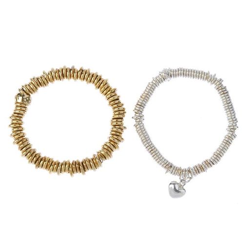LINKS OF LONDON - two 'Sweetie' charm bracelets. The first gold plated, the second suspending a hear