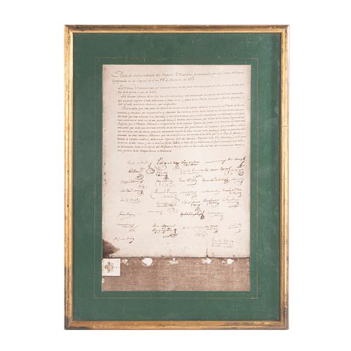 Acta de Independencia del Ymperio Mexicano, pronunciada por su Junta Soberana. Copia fotográfica, con certificado notarial.