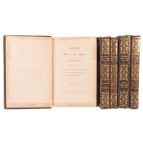 Munguia, Clemente de Jesús. Obras Diversas. Morelia, 1852- 53. 2 series. Tomos I - V. Firmado y dedicado por el Autor.
