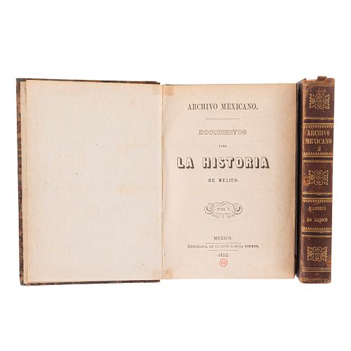 Archivo Mexicano. Documentos para la Historia de México: Sumario de la Residencia Tomada a D. Fernando Cortés... Méx, 1852-53. Pzs 2.