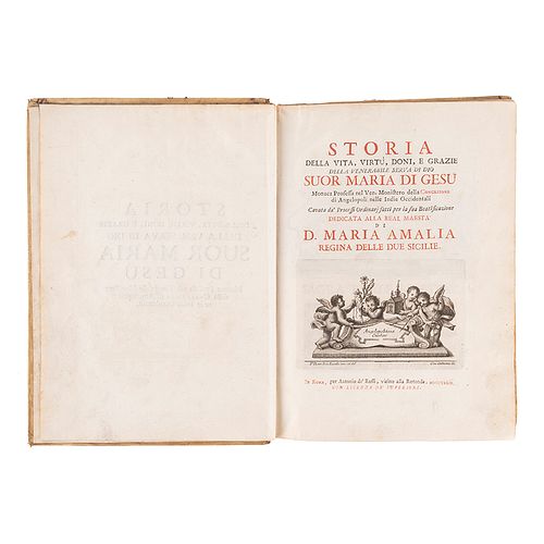 Storia della Vita, Virtú, Doni, e Grazie della Venerabile serva di Dio, Suor Maria di Gesuu... Roma, 1739. 1er edición. 1 lámina