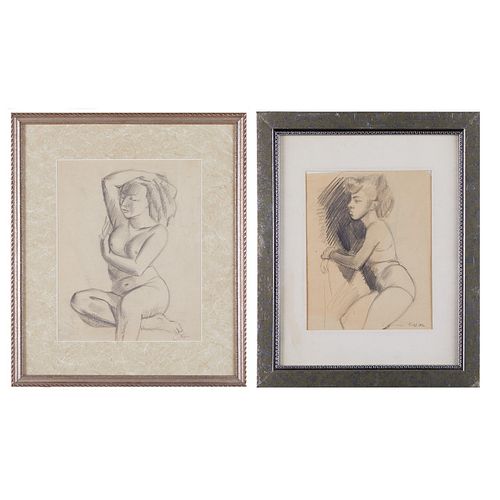 Pair of Drawings by Clement Haupers Nudes