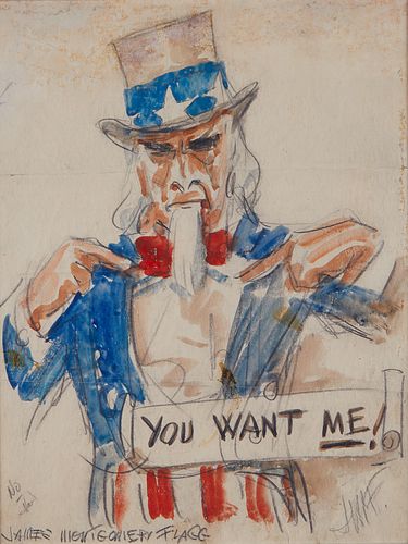 James Montgomery Flagg Uncle Sam WC on Paper
