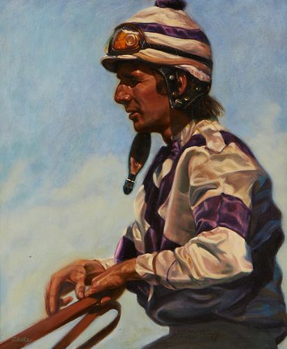 Lonni Clarke Jockey Painting Oil on Canvas