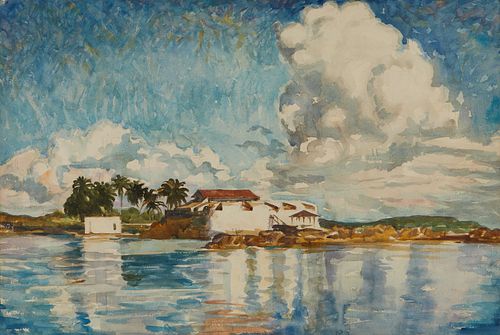 Charles Sarka Watercolor "Island Home"
