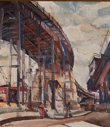 Zoltan Sepeshy "Below the Bridge" Oil Painting