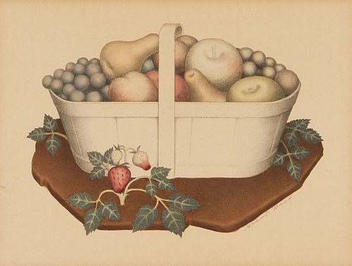 Grant Wood "Fruits" Hand Colored Lithograph