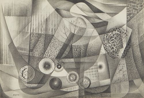 Medard Klein Abstract Graphite Drawing