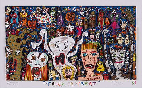 James Rizzi "Trick or Treat" Mixed Media Collage
