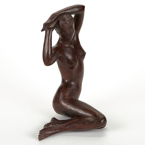Jacques Coquillay Bronze Sculpture Seated Woman