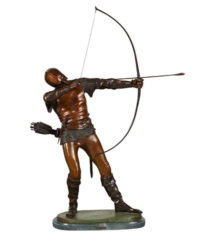 Pierre Tourgueneff Archer Bronze Sculpture