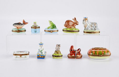 Grp: 10 Animal French Limoges Porcelain Boxes