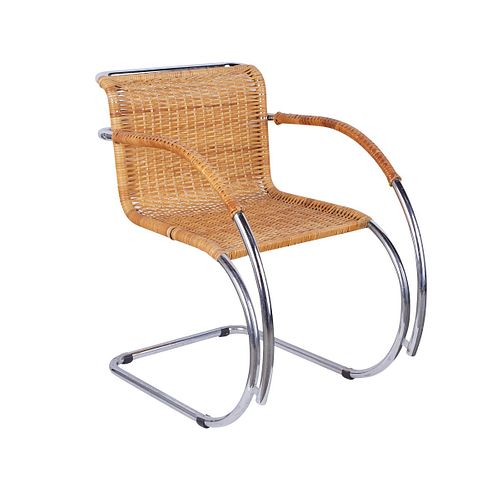 Mies van der Rohe MR20 Wicker and Chrome Chair