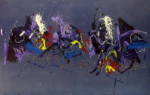 Francisco Hung, Chinese (1937-2001) Oil on canvas "Abstract" Signed and dated 1993