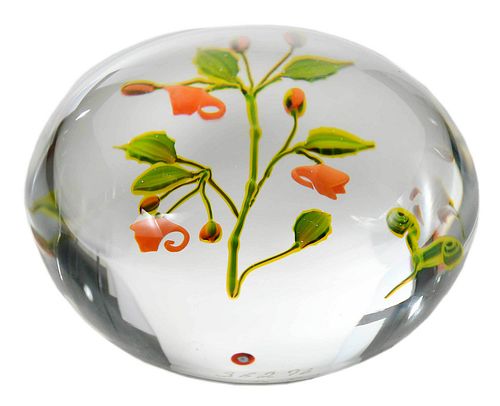 Paul J. Stankard Glass 'Touch-Me-Not' Paperweight