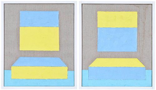 Randy Shull Color Field Diptych Paintings