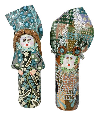 Two Jane Peiser Ceramic Figural Vessels