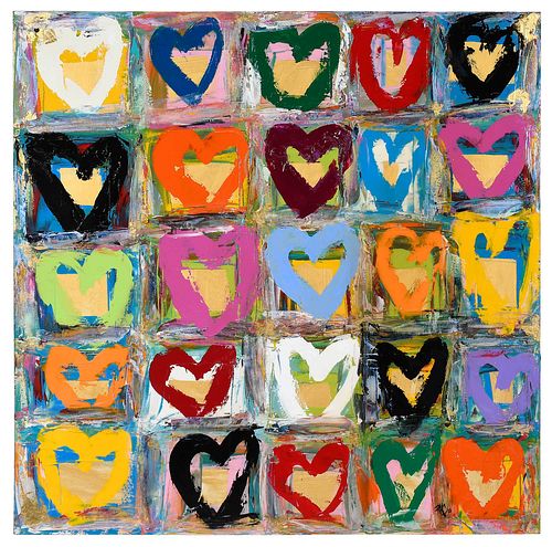 Rochelle W. Carr Abstract Painting with Hearts