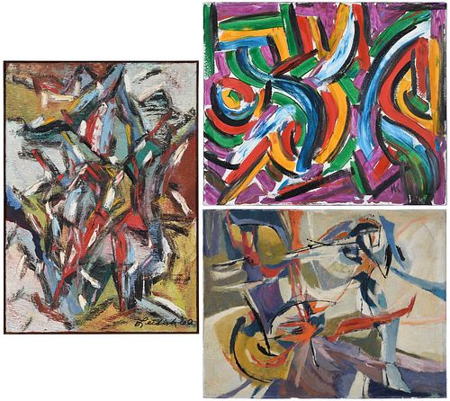 Three Abstract Composition Paintings