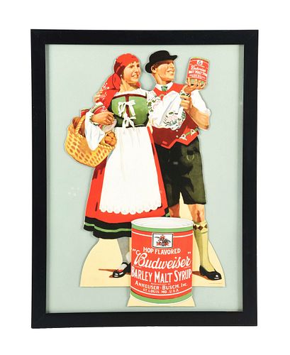 CARDBOARD LITHOGRAPH EASEL BACK DISPLAY FROM BUDWEISER.
