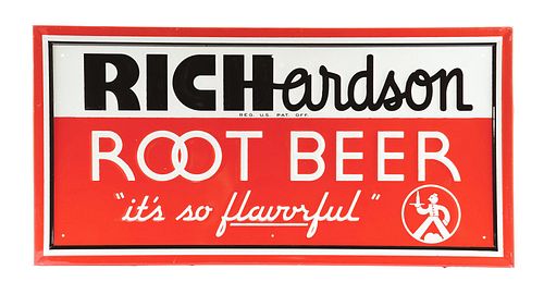 EMBOSSED TIN RICHARDSON ROOT BEER SIGN.