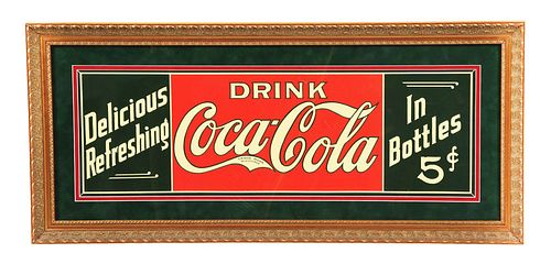 BEAUTIFULLY FRAMED AND MATTED "DRINK COCA-COLA" SIGN.