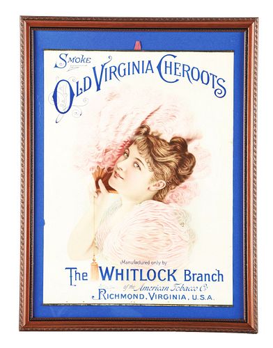PAPER LITHOGRAPH OLD VIRGINIA CHEROOTS ADVERTISEMENT.