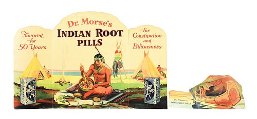 DR. MORSE'S INDIAN ROOT PILLS TRIFOLD WINDOW AND TABLETOP DISPLAY. 