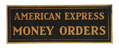 AMERICAN EXPRESS MONEY ORDERS TIN COUNTERTOP DISPLAY SIGN.