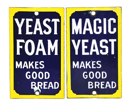 LOT OF 2: SINGLE-SIDED PORCELAIN YEAST SIGNS.