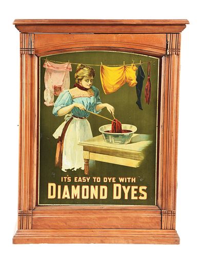 DIAMOND DYES "WASHING WOMAN" VERSION DISPLAY CABINET.