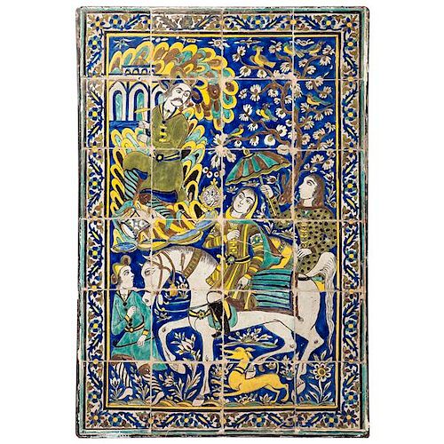 Persian Qajar Painted Tile Panel 