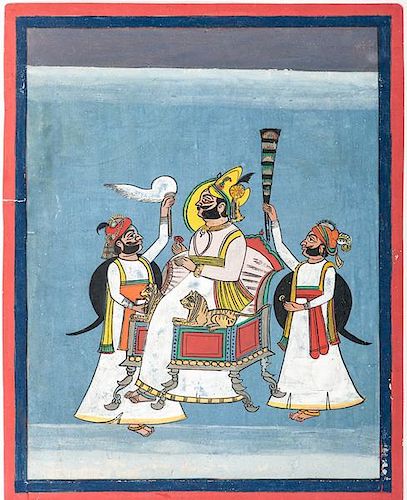 Indian Painting of a Raja and Attendants 