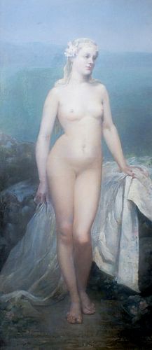 YOUNG NAKED BLONDE WOMAN OIL PAINTING