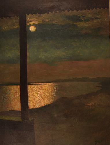 LANDSCAPE WITH MOON OIL PAINTING
