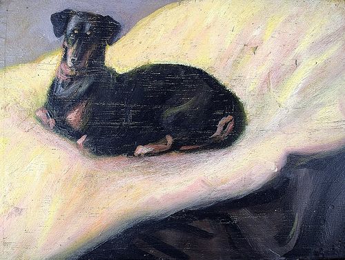 PORTRAIT OF DACHSHUND OIL PAINTING