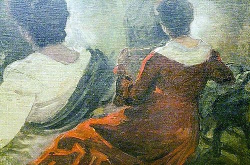 TWO BACK FACING WOMEN OIL PAINTING