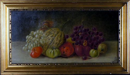 STILL LIFE WITH FRUIT AND VEGETABLES OIL PAINTING