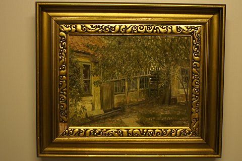  DANISH HOUSE IN EXTERIOR OIL PAINTING