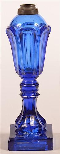 19th Century Cobalt Blue Flint Glass Fluid Lamp.