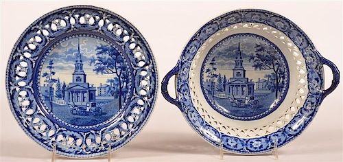Historical Blue Transfer Bowl and Tray.