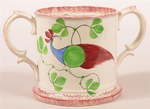 Extremely Rare Red Spatter Peafowl Loving Cup.