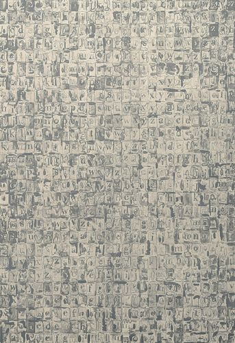 Large Jasper Johns "Gray Alphabets" Lithograph, Signed Edition