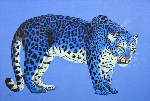 Helmut Koller Leopard Giclee Print, Signed Edition