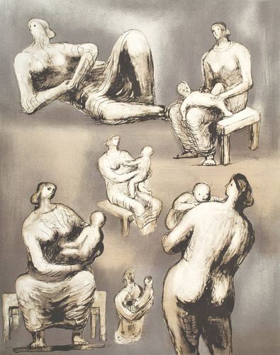 Henry Moore Figure Studies Lithograph, Signed Edition